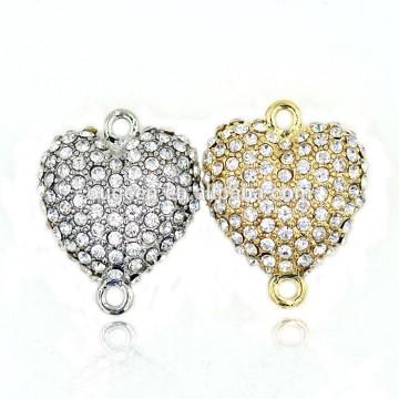 Fashion double-sided hollow out heard with faull stone connector zinc alloy Bracelets and necklaces jewelry accessories
