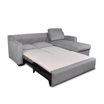 Modern Linen L-Shaped Storage Sofa with Folding Bed