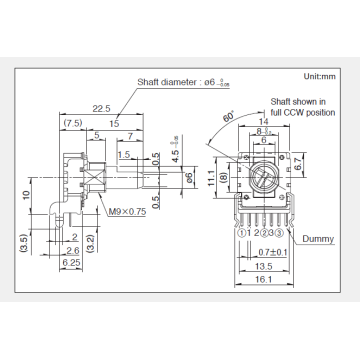 RK14K Series Rotating potentiometer