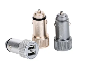 dual car usb charger 5v 2a 10w metallic car charger