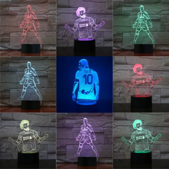 7 Colors 3D Visual Football Player Shape Night Light Acrylic LED Table Lamp For Kids Baby Sleeping Lighting Home Decor Best Gift