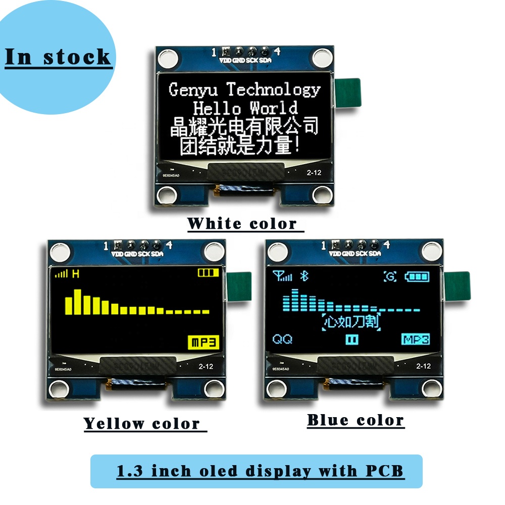 White Blue Yellow Ssd1306 Oled Display Panels: 1.3-inch Monochrome And ...