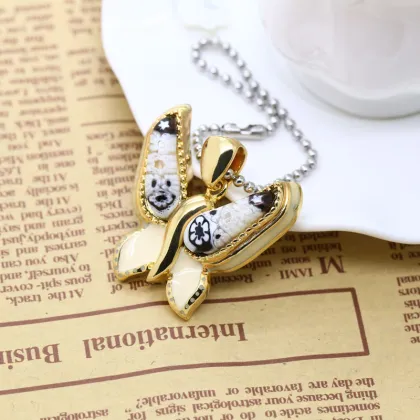 18K gold  butterfly pendant  millefiori jewelry