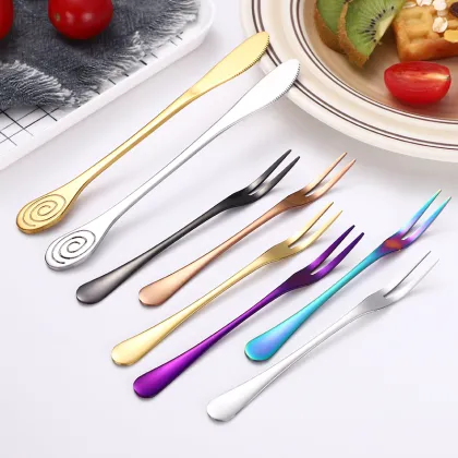 Western Coloured Stainless Titanium Dessert Cutlery Set