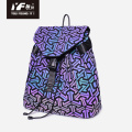 Geometric PU leather luminous drawstring backpack bag