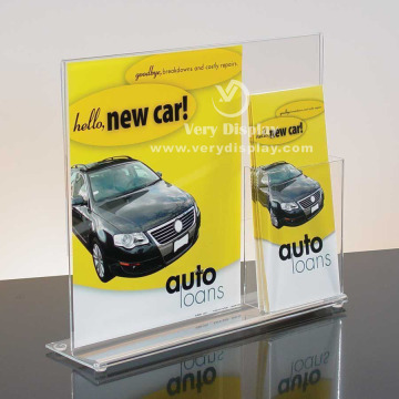 Customized clear acrylic sign holder with brochure pocket