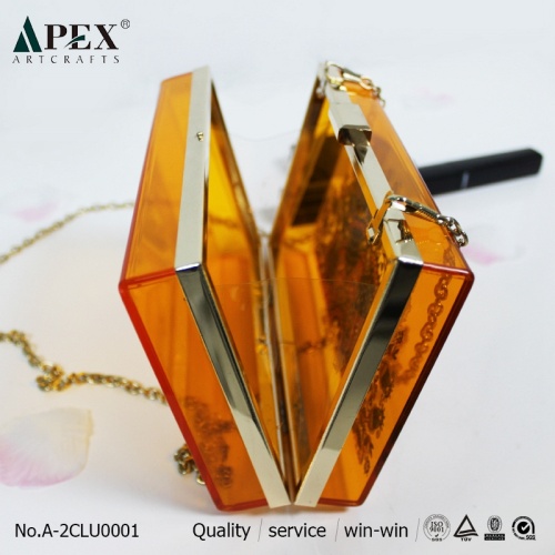 APEX acrylic clutch bag ሳጥን ከብረት ቁልፍ ጋር