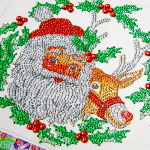 Guirnalda Santa Claus en forma de pintura de diamantes de cristal