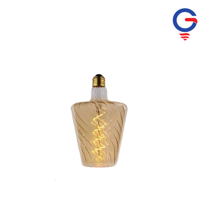 Amber Spiral Textured Glass Flask LED Bulb