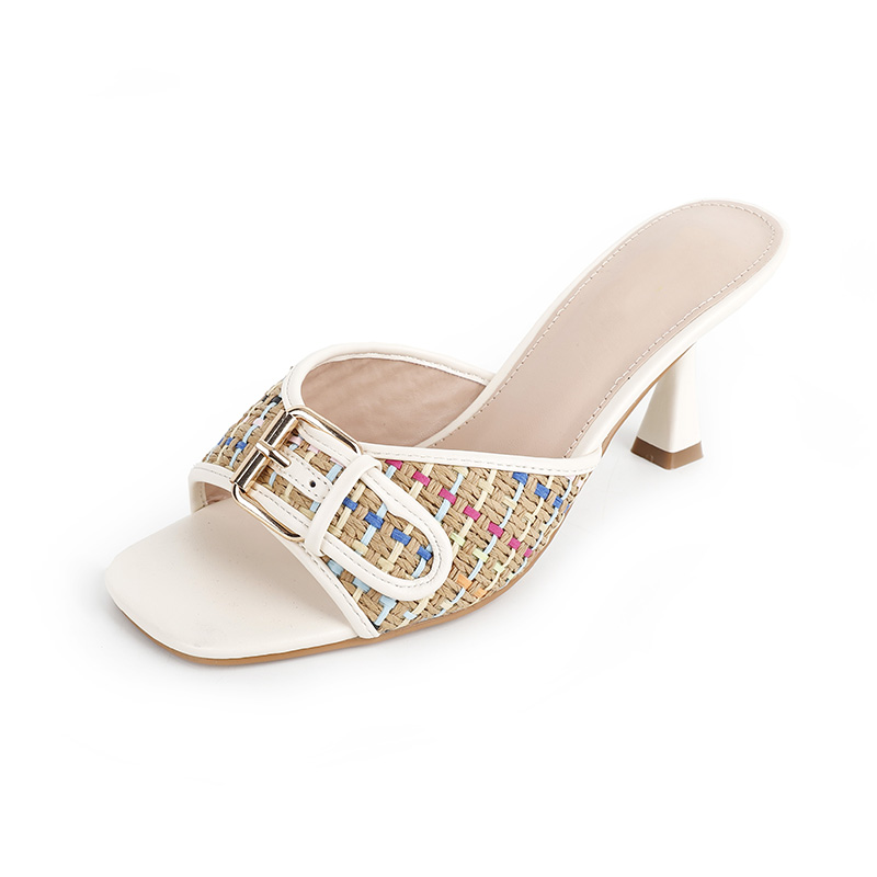 Square Buckle Open-Toe Stiletto Sandals