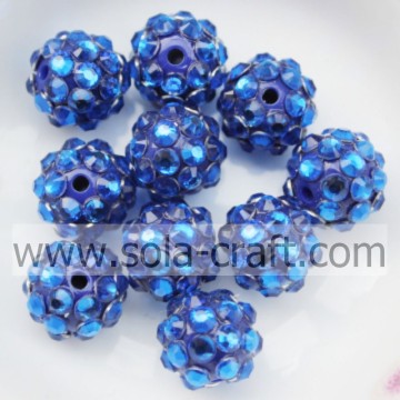 Esferas espaçadoras de strass de resina acrílica de cor azul novo design 10 * 12MM
