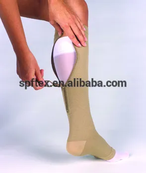 Stretch Medical compression stocking with ykk zipper
