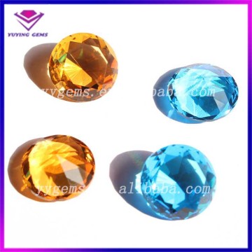 Yellow Aquamarine Glass Color Crystal Round Shape Wholesale Glass Gems