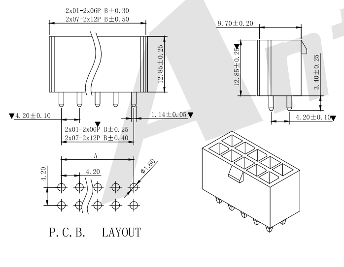 MX4.20mm 180°Wafer Connector Series AW4202V-2xNP-XXXX