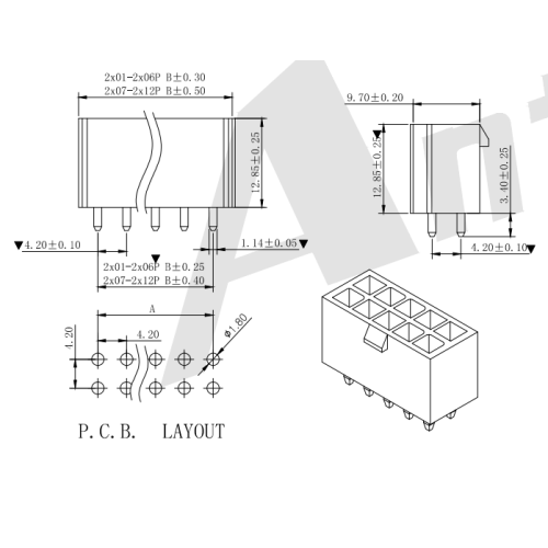 MX4.20mm 180°Wafer Connector Series AW4202V-2xNP-XXXX