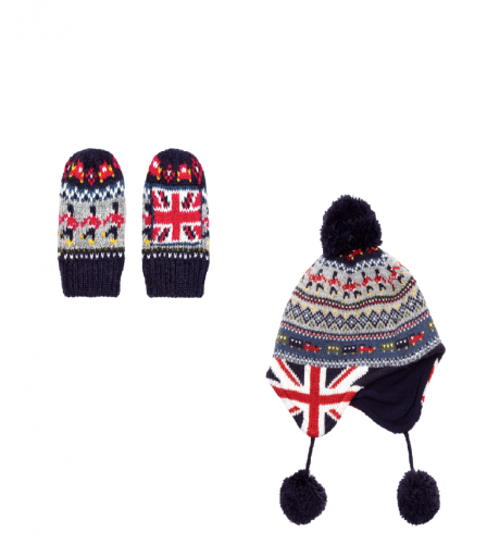 Boys Fairisle Trapper Hat and Mitten