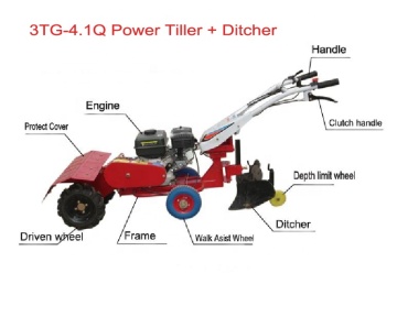 3TG-4.1Q Power Tiller + Weeding Blades + Mini Ditcher