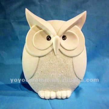 white ceramic night owl ornament