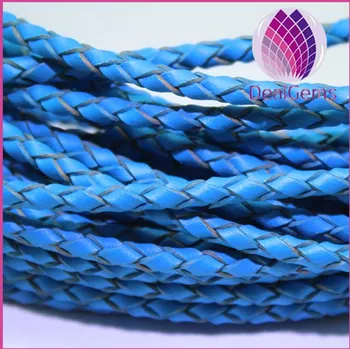 customized real leather cord 4.0mm braided cord