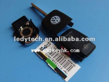 Top quality VW 2+panic button flip remote key shell key case key blank