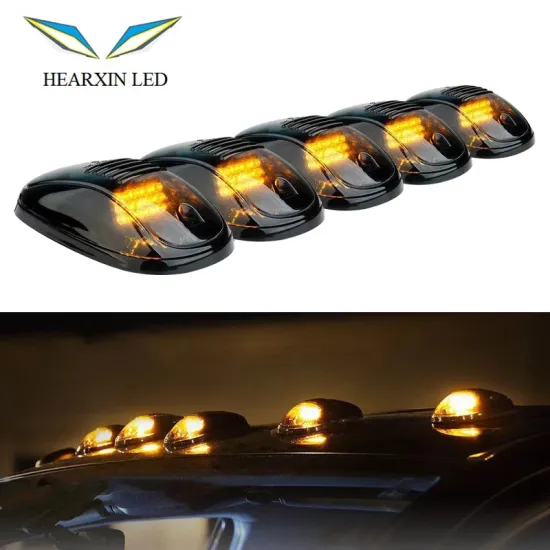 White or Yellow LED Cab Roof Lights for Truck SUV 4x4 with Black Smoked Lens - 12V