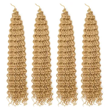 Synthetic Deep Wave Crochet Braiding Hair Extensions Ombre Ocean Wave Curly Crochet