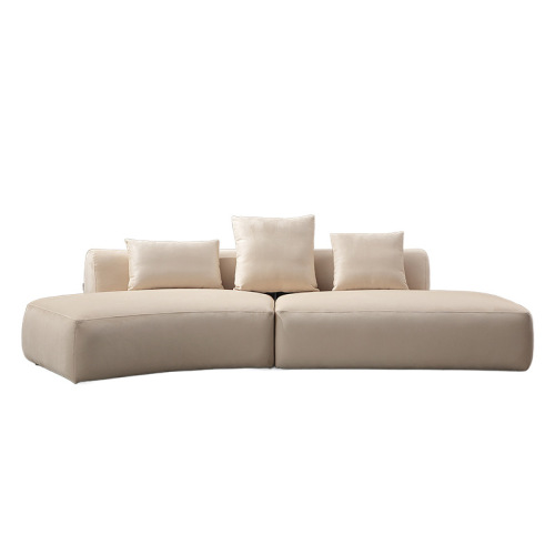 Sofa Fabrik Lengkung Minimalis Krim untuk Ruang Tamu Kecil