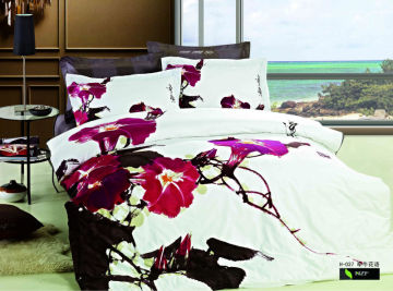 Reactive Printing Duvet Cover Set, Oriental Style ink printed flower bedding set