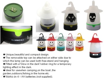 2014New product led camping plastic hanging hook halloween flashlight