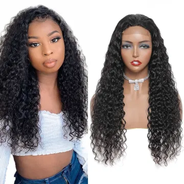 Cheap Brazilian Virgin Hair 4X4 Lace Lace Closure Front Wig Natural Color Lace Frontal Water Wave Remy Hair Wig For Black Women