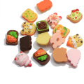 Kawaii Cartoon Animal Shape Resin Bread Bear Cat Head Donut Food Charms for Mobile Phone Decoration