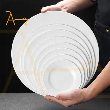 High-Quality Reusable and Unbreakable Melamine Dinner Plates Set: White Round Tableware for Hotel Restaurants and Parties
