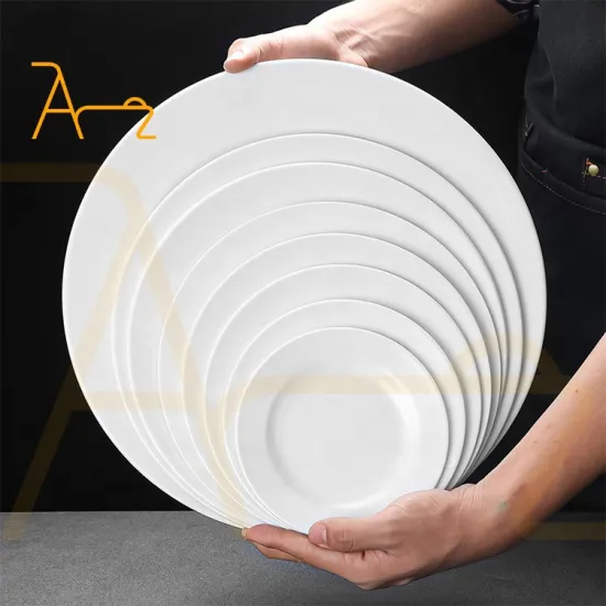 High-Quality Reusable and Unbreakable Melamine Dinner Plates Set: White Round Tableware for Hotel Restaurants and Parties