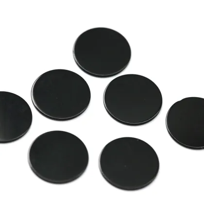 Natural Black Agate Round Loose Stone Inlaid Pendant