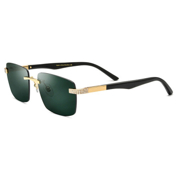 Rimless Square Buffalo Horn Sunglasses