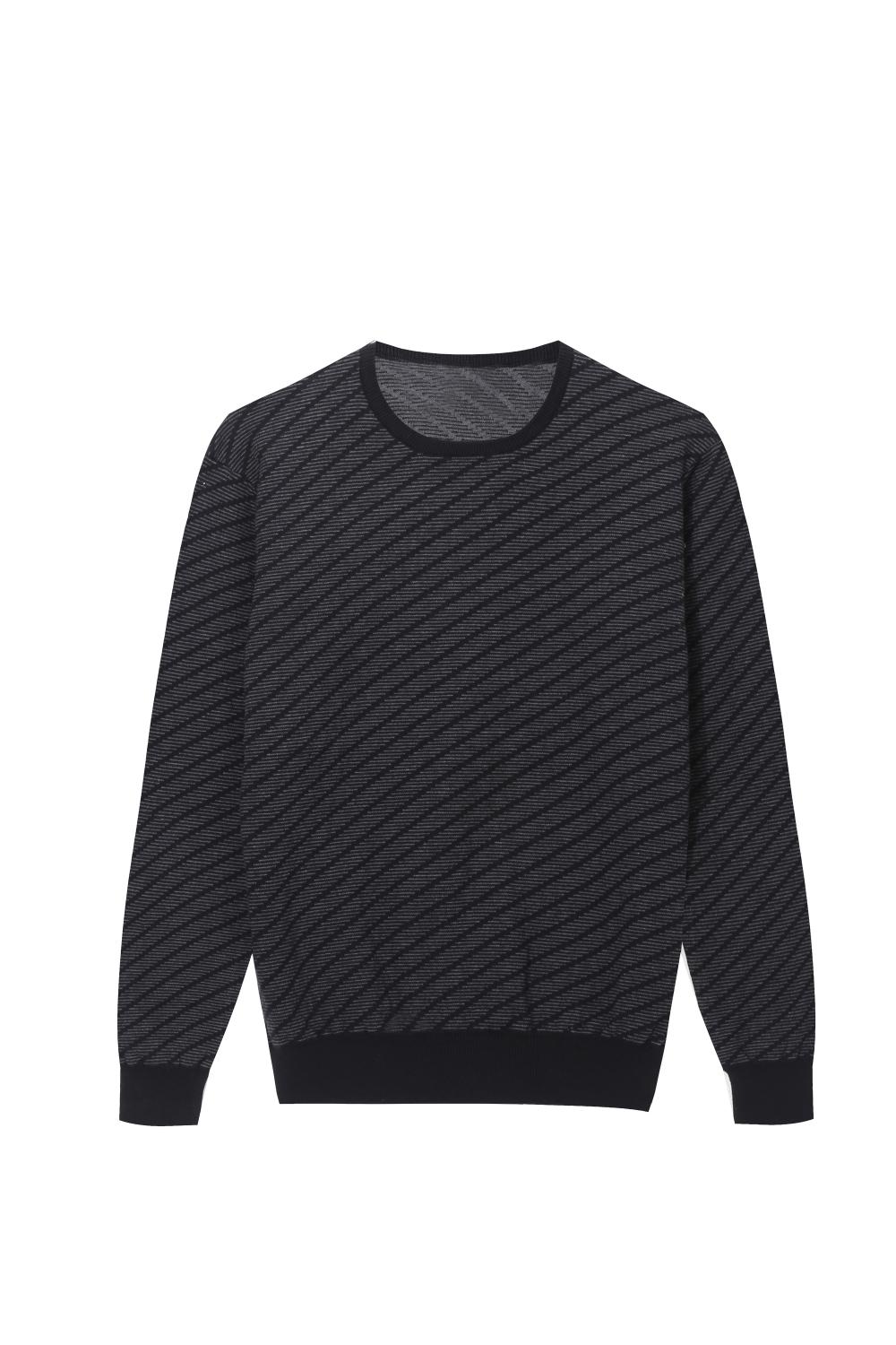 Men's Knitted Tweed Jacquard Crew-Neck Pullover