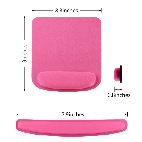 Conjunto de almofadas de mouse ergonômico rosa com repouso no pulso