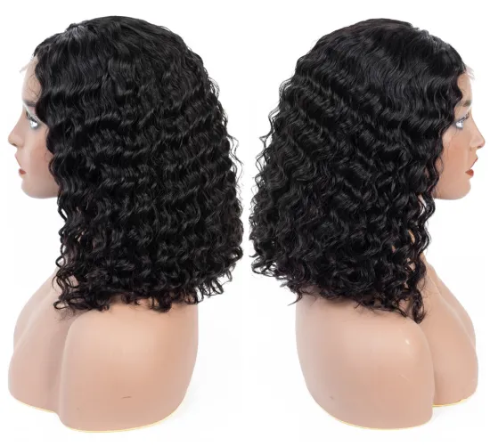 Natural 1b Color Short Size 8 Inch Bob Cut Malaysian Wig Real Virgin Human Cuticle Aligned Hair 13*4 Lace Front Deep Wave Wig