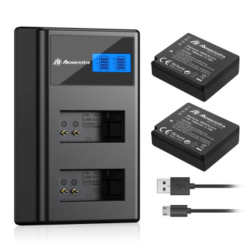 コンパクト2スロットLCDディスプレイDMW-BLG10互換充電式バッテリー充電器-1500MAH 7.4V