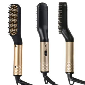 Professional Fast Heating Straightening Brush Machine for Men's Hair and Beard Styling