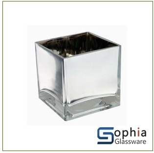 silver square vases