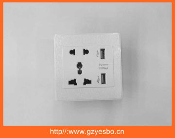 Made in China high quality 2 usb PC material electrial usb wall socket