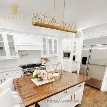 Branch crystal leaf strip pendant light Modern design crystal chandelier for kitchen dinning room