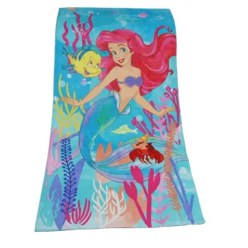 Disney Flounder and Mermaid Ariel Cotton Bath Towel 75x150cm Summer Washcloth 100% Cotton Soft Beach Towel for Baby Girls Gift