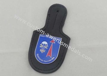 Kommando Leather Pocket Badge And Personalized Leather Keychains With Nickel Plating