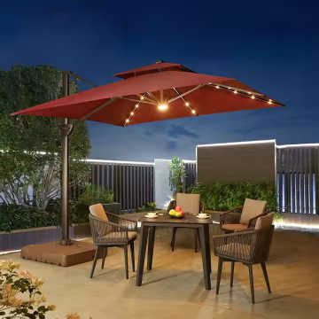 Hot Selling Modern Courtyard Umbrella: Αδιάβροχο διπλό θόλο υπαίθρια παραλία αλουμινίου Sunshade