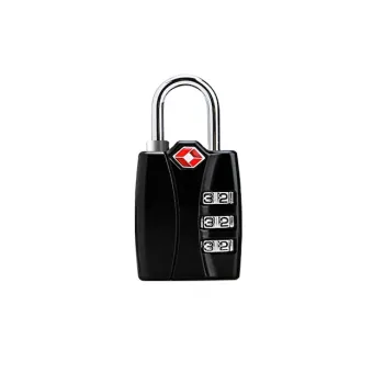 Premium Quality TSA Approved Zinc Alloy Small Combination Lock for Travel Luggage - Black