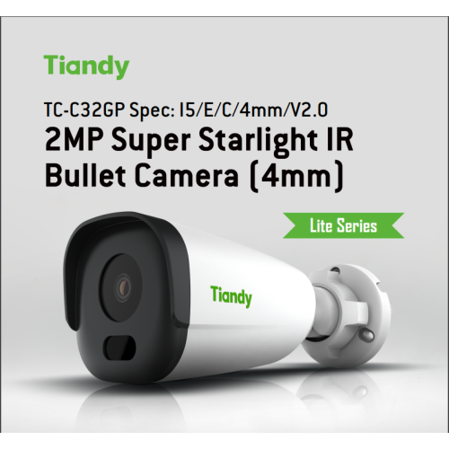 Telecamera Bullet IR Super Starlight da 2 MP 4mm TC-C32GP2.0