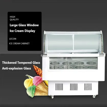 Lecon Brand Direct Cooling Ice Cream Fridge Display Freezer Glass Door