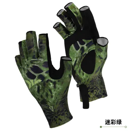 Polyester Sun Protection Flexible Breathable Fishing Fingerless Gloves